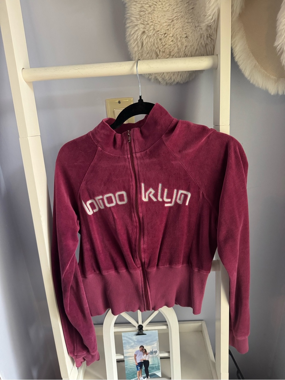 Realitee Clothing Maroon/Pink Full-Zip Velour Zip Up